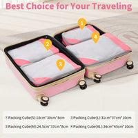 4 Piece Lightweight Luggage Set With Compression Packing Cubes Expandable Spinner Wheels And TSA Lock 16in 20in 24in 28in