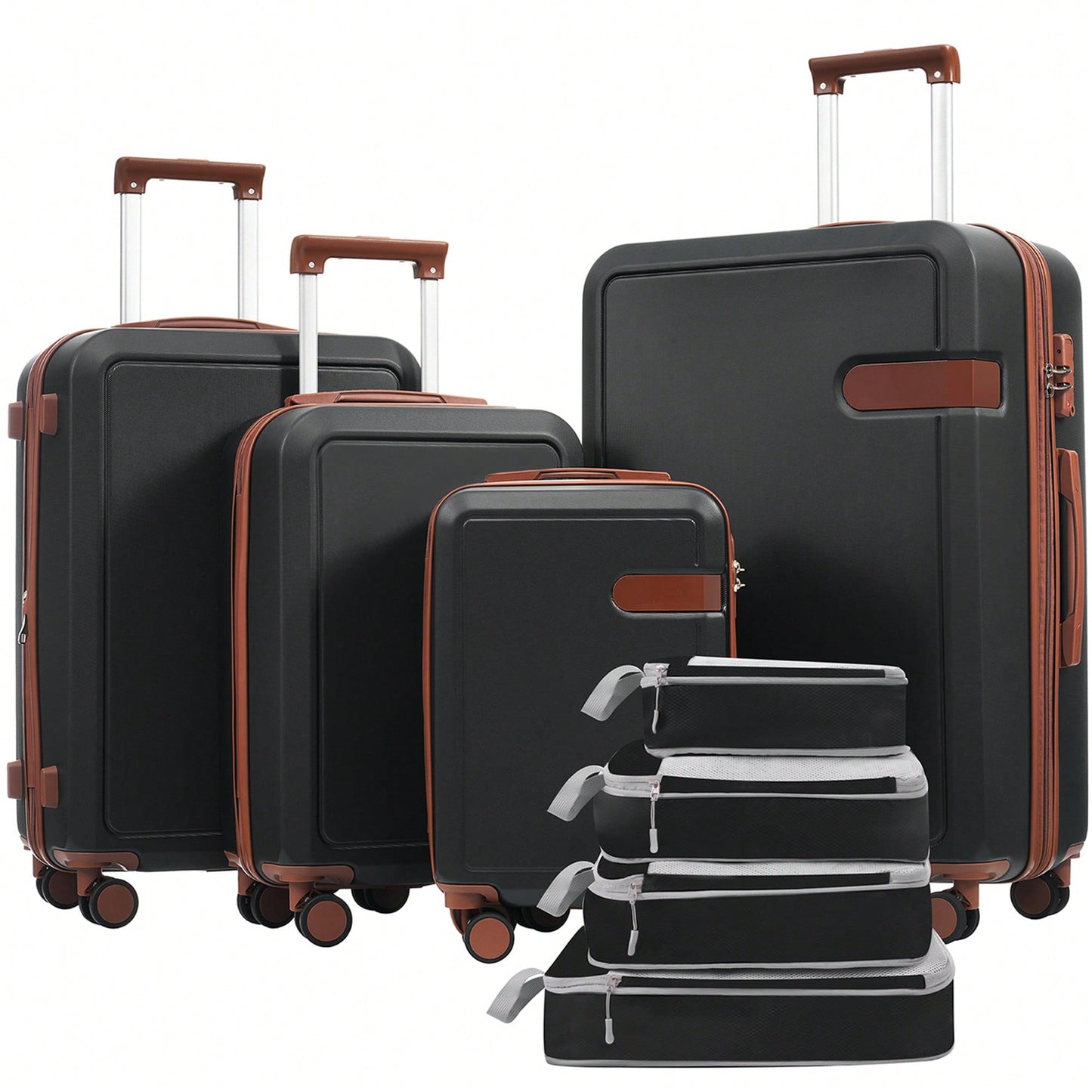 4 Piece Lightweight Luggage Set With Compression Packing Cubes Expandable Spinner Wheels And TSA Lock 16in 20in 24in 28in