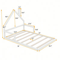 House-Shaped Headboard Full Size Wooden Bed In White Finish
