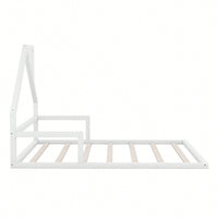 House-Shaped Headboard Full Size Wooden Bed In White Finish