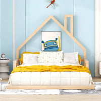 House-Shaped Headboard Full Size Wooden Bed In White Finish