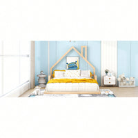 House-Shaped Headboard Full Size Wooden Bed In White Finish