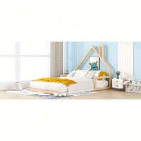 House-Shaped Headboard Full Size Wooden Bed In White Finish