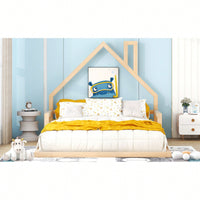 House-Shaped Headboard Full Size Wooden Bed In White Finish