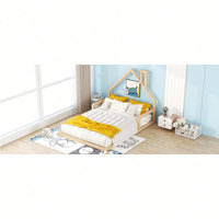 House-Shaped Headboard Full Size Wooden Bed In White Finish