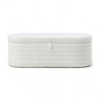 Upholstered Sherpa Fabric Storage Bench Large Ottoman For Bedroom Living Room Entryway Beige Toy And Shoe Organizer