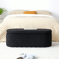 Upholstered Sherpa Fabric Storage Bench Large Ottoman For Bedroom Living Room Entryway Beige Toy And Shoe Organizer