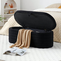 Upholstered Sherpa Fabric Storage Bench Large Ottoman For Bedroom Living Room Entryway Beige Toy And Shoe Organizer
