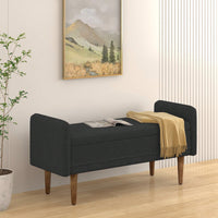 Elegant Black Velvet Storage Stool With Ample Space For Living Rooms And Bedrooms, Perfect For Apartments 45.98x16.75x21.75 Inches