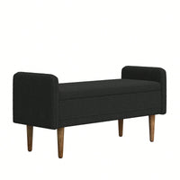 Elegant Black Velvet Storage Stool With Ample Space For Living Rooms And Bedrooms, Perfect For Apartments 45.98x16.75x21.75 Inches