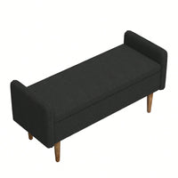 Elegant Black Velvet Storage Stool With Ample Space For Living Rooms And Bedrooms, Perfect For Apartments 45.98x16.75x21.75 Inches