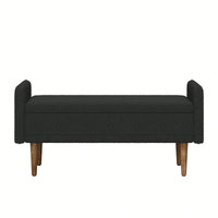 Elegant Black Velvet Storage Stool With Ample Space For Living Rooms And Bedrooms, Perfect For Apartments 45.98x16.75x21.75 Inches