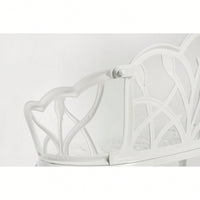 Floral Rose Design Cast Aluminum Outdoor Garden Bench With Cushions For Patio Park Lawn Yard Black