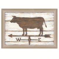 Rustic Farmhouse Cow Framed Wall Art Print With Beige Frame Ready To Hang