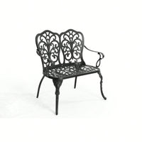 Elegant Floral Rose Design Cast Aluminum Outdoor Garden Bench For Patio Park Lawn Yard Black