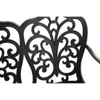 Elegant Floral Rose Design Cast Aluminum Outdoor Garden Bench For Patio Park Lawn Yard Black