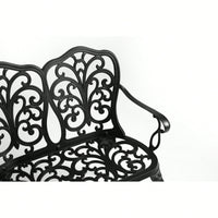 Elegant Floral Rose Design Cast Aluminum Outdoor Garden Bench For Patio Park Lawn Yard Black