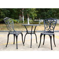 Rust-Resistant 3-Piece Outdoor Cast Aluminum Bistro Set With Cushions For Patio Dining