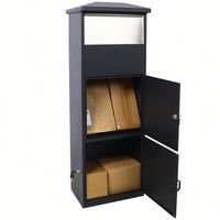 Large Lockable Parcel Drop Box With Floor Slot For Secure Mail Delivery - Black