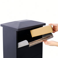 Large Lockable Parcel Drop Box With Floor Slot For Secure Mail Delivery - Black