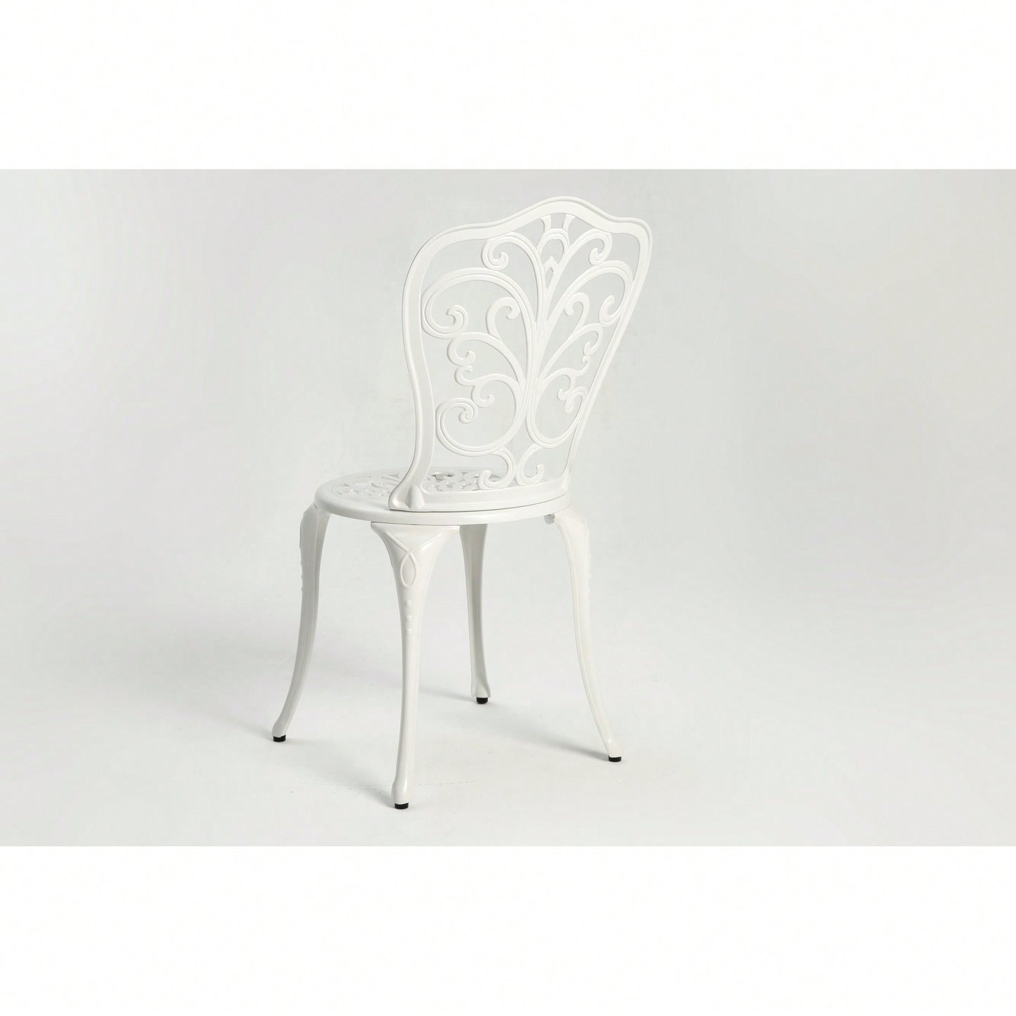 3-Piece Outdoor Rust-Resistant Cast Aluminum Patio Bistro Set In White For Stylish Garden Dining