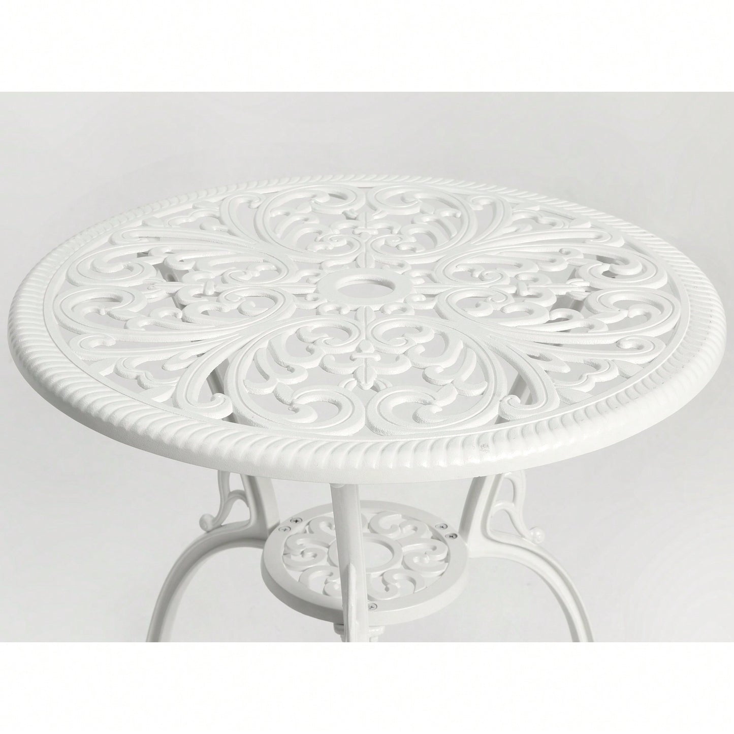 3-Piece Outdoor Rust-Resistant Cast Aluminum Patio Bistro Set In White For Stylish Garden Dining