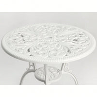 3-Piece Outdoor Rust-Resistant Cast Aluminum Patio Bistro Set In White For Stylish Garden Dining