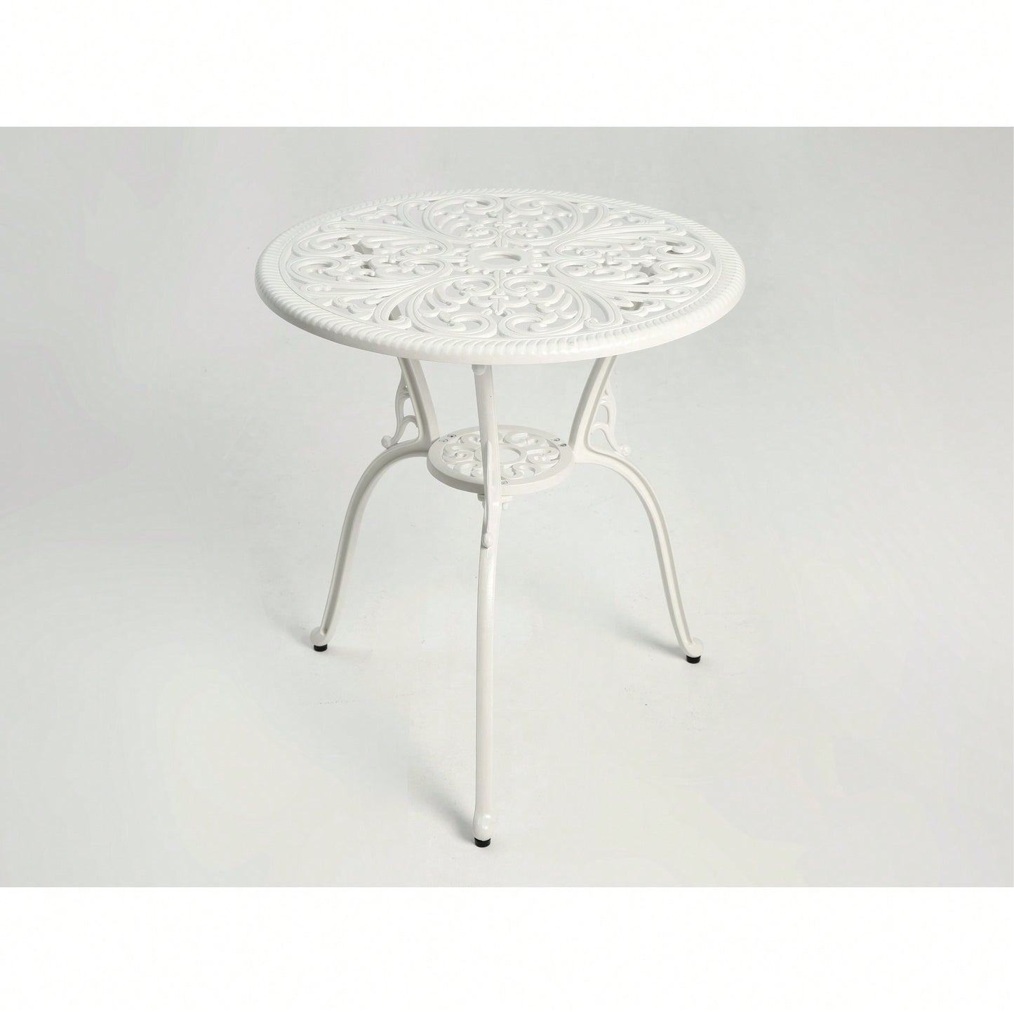 3-Piece Outdoor Rust-Resistant Cast Aluminum Patio Bistro Set In White For Stylish Garden Dining