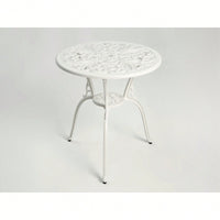 3-Piece Outdoor Rust-Resistant Cast Aluminum Patio Bistro Set In White For Stylish Garden Dining