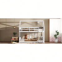 Twin Over Twin Bunk Bed With Headboards, Footboards, Guardrails And Ladder, Rubber Wood Construction Light Grey