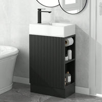 18.6 Inch Black Bathroom Vanity With Sink And Two-Tier Shelf For Left Or Right Orientation