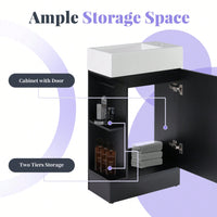 18.6 Inch Black Bathroom Vanity With Sink And Two-Tier Shelf For Left Or Right Orientation