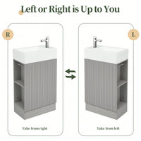 18.6 Inch Black Bathroom Vanity With Sink And Two-Tier Shelf For Left Or Right Orientation