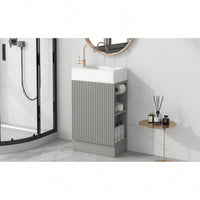 18.6 Inch Black Bathroom Vanity With Sink And Two-Tier Shelf For Left Or Right Orientation