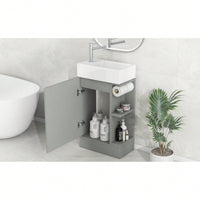 18.6 Inch Black Bathroom Vanity With Sink And Two-Tier Shelf For Left Or Right Orientation