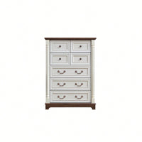 Rustic 7 Drawer Wooden Dresser Chest For Bedroom And Living Room Storage With Base And Riser Trim