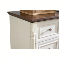 Rustic 7 Drawer Wooden Dresser Chest For Bedroom And Living Room Storage With Base And Riser Trim