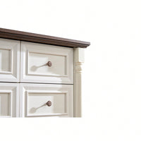 Rustic 7 Drawer Wooden Dresser Chest For Bedroom And Living Room Storage With Base And Riser Trim