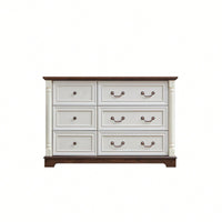 Rustic Farmhouse 6 Drawer Wooden Dresser Chest For Bedroom And Living Room Storage Organizer Sturdy Durable Design