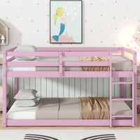 Solid Wooden Twin Loft Bed With Ladder And Strengthened Slats In Pink