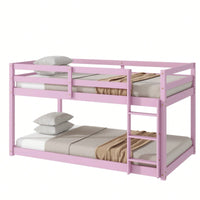 Solid Wooden Twin Loft Bed With Ladder And Strengthened Slats In Pink