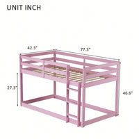 Solid Wooden Twin Loft Bed With Ladder And Strengthened Slats In Pink