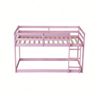 Solid Wooden Twin Loft Bed With Ladder And Strengthened Slats In Pink