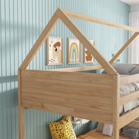 Twin Over Twin Bunk Bed With Headboards And Guardrails, Wooden Frame With Ladder And Safety Features, White Oak Finish