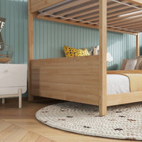 Twin Over Twin Bunk Bed With Headboards And Guardrails, Wooden Frame With Ladder And Safety Features, White Oak Finish