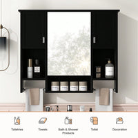 35x28 Inch Modern Wall Mounted Bathroom Storage Cabinet With Mirror And Towel Bar