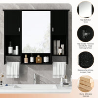 35x28 Inch Modern Wall Mounted Bathroom Storage Cabinet With Mirror And Towel Bar