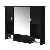 35x28 Inch Modern Wall Mounted Bathroom Storage Cabinet With Mirror And Towel Bar