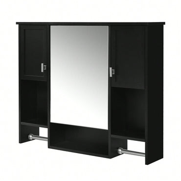35x28 Inch Modern Wall Mounted Bathroom Storage Cabinet With Mirror And Towel Bar