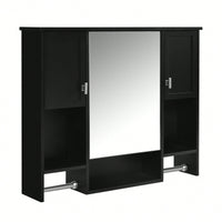 35x28 Inch Modern Wall Mounted Bathroom Storage Cabinet With Mirror And Towel Bar